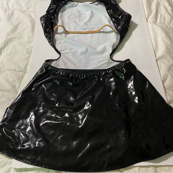 The Line up dance costume mature faux leather leotard DENISE LIQUID DRESS XL adl - Picture 4 of 9